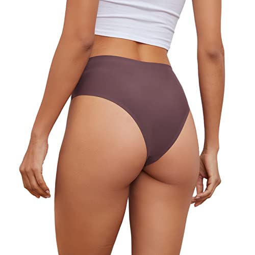 GREENBAA No Show High Rise Bikini Panties Women's Seamless Hi Cut Underwear Pack