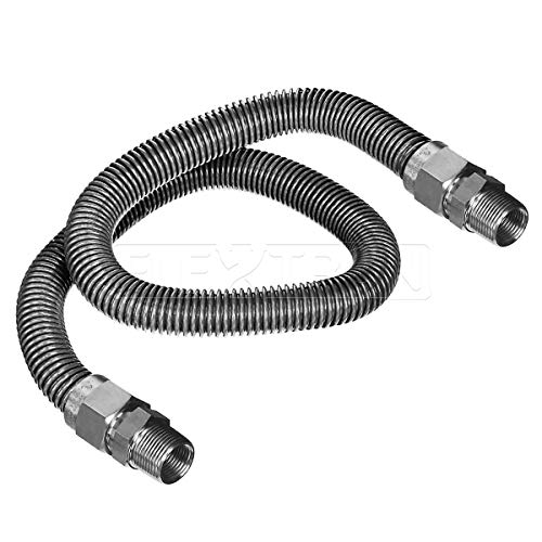 Flextron Ftgc-Ss14-24G 24 Inch Flexible Gas Line Connector With 3/8 Inch Outer Diameter & 3/8 Inch Mip X 3/8 Inch Mip Fittings, Uncoated Stainless Steel Space Heater Connectors, Csa Approved #TOP10