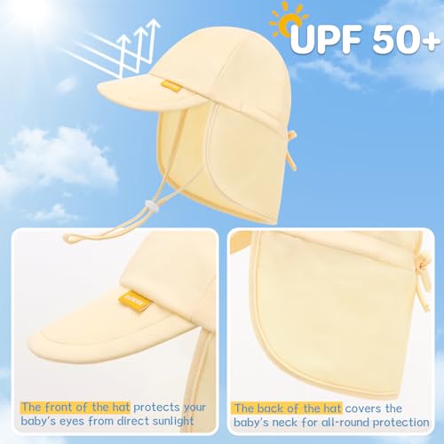 Adjustable Baby Sun Hats with UPF50+ & Neck Flap Protection - Perfect Swim & Play Toddler Hat for Girls & Boys3