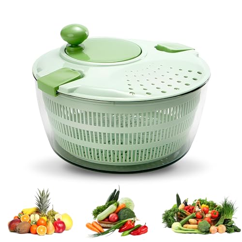 4L Salad Spinner, 2-in-1 Salad Washer and Spinner, Lettuce Spinner with Vegetable Washing Basket and Serving Bowl, Fast Drying, Household Fruit & Salad Drainer