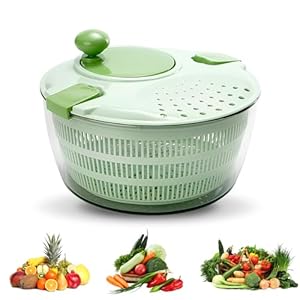 4L Salad Spinner, 2-in-1 Salad Washer and Spinner, Lettuce Spinner with Vegetable Washing Basket and Serving Bowl, Fast Drying, Household Fruit & Salad Drainer