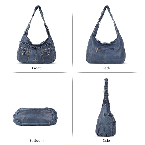 Angel Kiss Purses for Women Large Hobo Shoulder Bags Vagen Leather Multi-Pocket Tote Bag Ladies Designer Handbags with Studs2