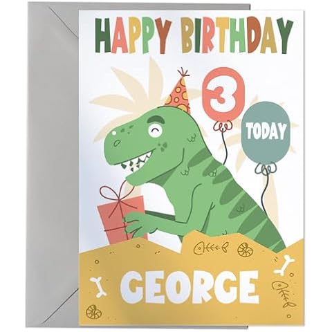 Personalised T-rex Dinosaur Birthday Card Cover