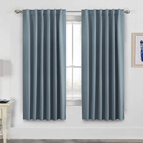 Image of H.VERSAILTEX Blackout Curtains Thermal Insulated Window Treatment Panels Room Darkening Blackout Drapes for Living Room Back Tab /Rod Pocket Bedroom Draperies, 52 x 72 Inch, Stone Blue, 2 Panels