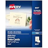 Avery 8317 Embossed Note Cards, Inkjet, 4 1/4 x 5 1/2, Matte Ivory (Pack of 60, with Envelopes)