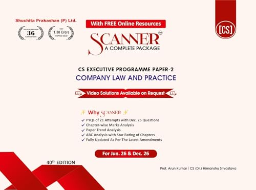 Image of Scanner CS Executive | Paper-2: Company Law and Practice |For Jun. 26, Dec 26 Exams | Solved Papers with PYQ (Included Dec 2025) | Shuchita Prakashan: 1 (Scanner Series)