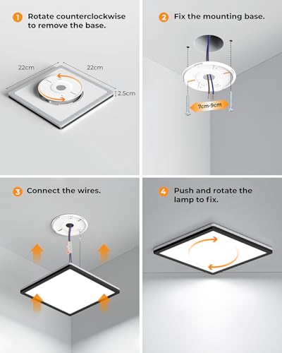Image of BLNAN LED Flat Ceiling Light, 18 W Ceiling Light with 2000 K Night Light, 1800 lm, Warm Neutral, Cold White, 3000 K / 4000 K / 5000 K, Panel for Hallway, Bedroom, Kitchen, Balcony, Basement, Office