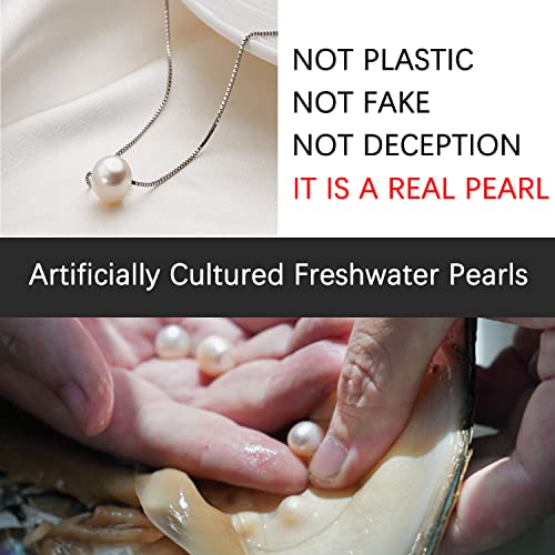 ALoveSoul Necklace for Women Girls - 925 Sterling Silver Single Pearl Necklace, Mother's Day Birthday Gift Ideas3