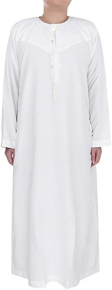 Men Robes Men Arabic Clothes Robes Long Sleeve Muslim Dubai Islamic Casual Shirts Cotton Nightshirts Loose Pajama Top (Size : 56)