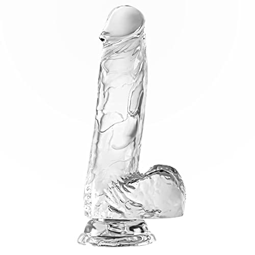 Realistic Dildo for Women, Clear Dildo with Suction Cup for Hands-Free Play, Body-Safe Material and Adult Sex Toys, Anal Dildos for Women Sex Toys4women UK - QiCheng&LYS(Transparent-1 7inches) M