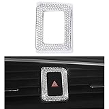 1797 Hazard Warning Button Caps Compatible with Honda Accessories Bling Interior Parts Civic 10th Coupe Hatchback Type R Decals Stickers Covers Decoration Crystal Zinc Cute Sparkly Silver