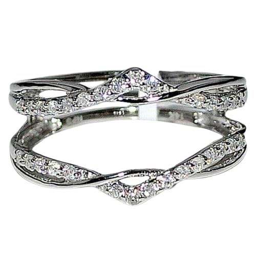 AARK & CO 2.00Ct Round Cut Lab Created Diamond Prong Set Woman's Guard Wrap Enhancer Wedding Ring 14K White Gold Finish