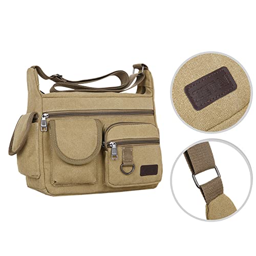 AIZHIYI Bolsa mensageiro masculina de lona casual vários bolsos estudante viagem bolsas de ombro, Ca