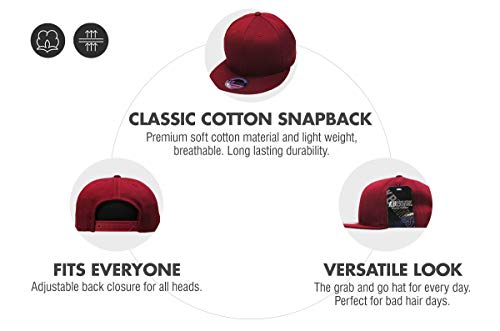 Image of KBETHOS Classic Snapback Hat Blank Cap Underbrim Cotton Wool Blend Flat Visor Adjustable Unisex