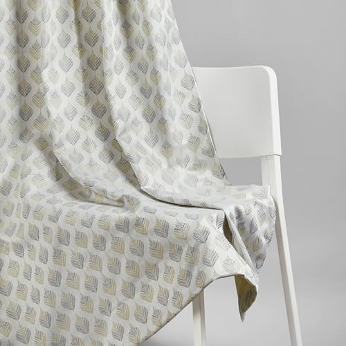 Image of haus & kinder Jacquard Door Curtains 7 Feet Long Pack of 2 Door Curtains, 7 Feet Curtains for Door (Silver Leaf, Grey Floral Nature Design 130x213 CM)