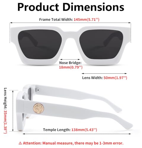 Image of FEISEDY Retro 90s Chunky Square Sunglasses for Women Men B2385