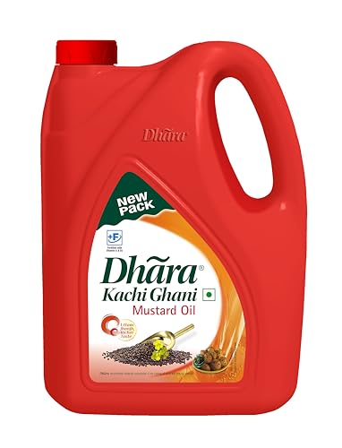 Image of Dhara Kachi Ghani Mustard Oil (0% Trans Fat), 5 L Jar /4.5 L Jar (May contain free turmeric powder 50g) (Pack of 2)