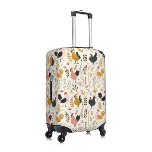 Cartoon Chickens Luggage Cover Protector Anti-Scratch Washable Fits 18-32 Inch Luggage-Large3