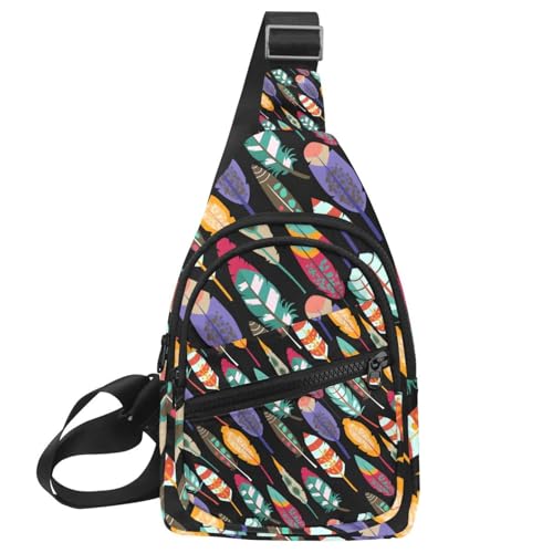Bandolera cruzada retro de plumas para hombre con correa ajustable en diseño multicolor