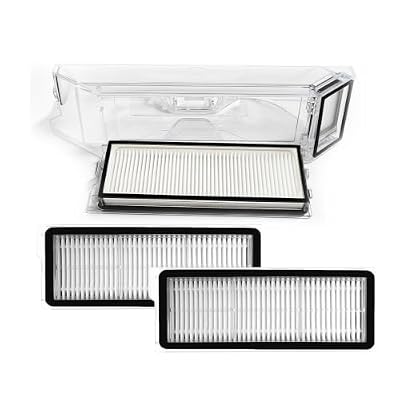 Compatible with Roborock QV 35S/QV 35A, Replacement Dust Bin & HEPA Filter Assembly, 1 Container & 2 Filters, Vacuum Accessories