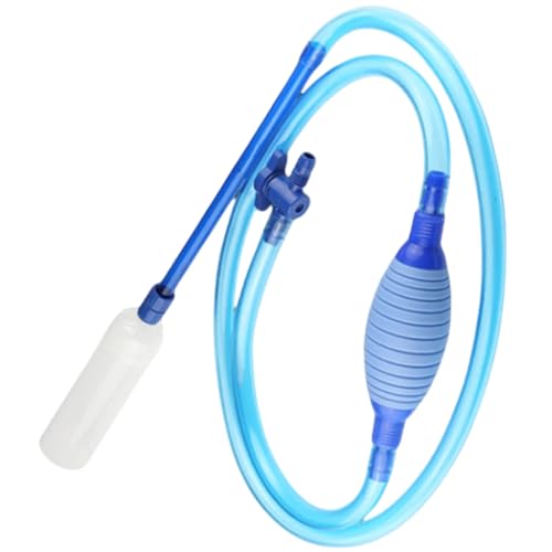 水槽水交換器 水換えポンプ 吸引ホース 水換えホース 砂洗浄器 水槽ポンプ 糞用サイフォン 水槽水換えポンプ 水槽手動水交換ポンプ 水槽底砂用クリーナー 魚飼育 水槽掃除吸引 吸引 水槽掃除 アクアリウム用 (ブルー(2.5m))