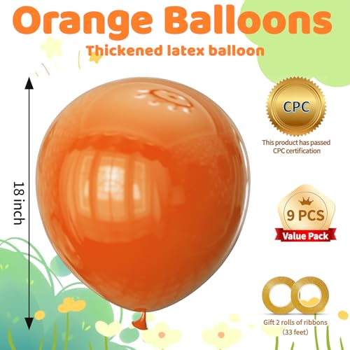 Image of Orange Big Balloons 32pcs, 18 Inch Large Latex Giant Heavy Duty Balloons for Birthday Wedding Baby Shower Decorations