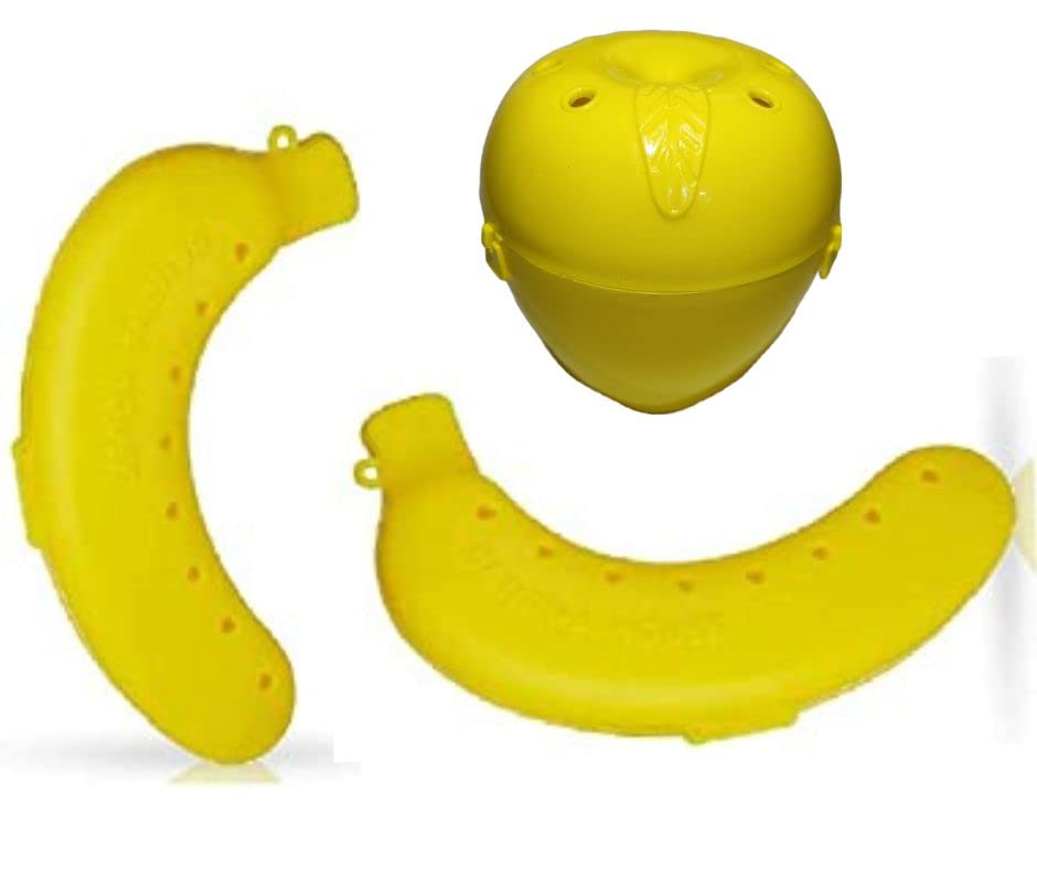 DOVEAZ® Plastic 1 Apple 2 Banana Storage Case,Apple Banana Carry Case, Apple Banana Fruit Storage Holder/Cover, Apple Banana Keeper for School Kids, Office & Picnic - Pack of 3 (Yellow) (B0BFNY17X3) Amazon Price History, Amazon Price Tracker