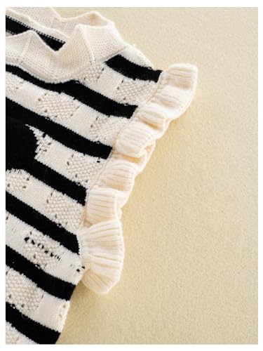 Floerns Toddler Girl's Striped Print Knitwear Pullover Tank Ruffle Trim Sweater Vest4