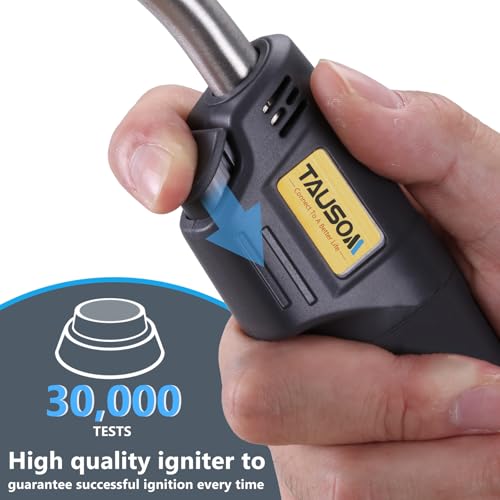 Image of MAPP Map Gas Torch Kit with Self-Ignition - Soldering Propane Torch with 4.9ft Hose, 25,000 BTU Flow Head, CGA600 Compatible for Brazing Pipe Welding HVAC Plumbing DIY