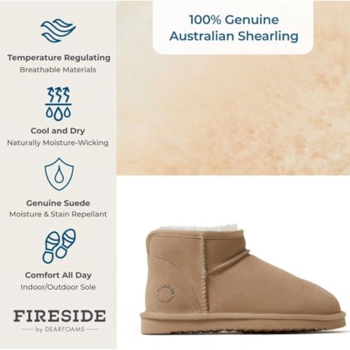 Fireside by Dearfoams Women's Riverland Shearling Fur Lined Mini Ankle Boot with Platform Slipper2