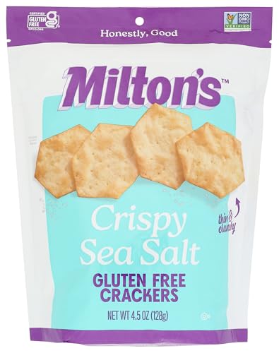 Milton's Gluten Free Crackers, Crispy Sea Salt - Non-GMO Project Verified, Kosher, Certified Gluten Free Snack, 5 Grains In Every Bite - 4.5 Oz