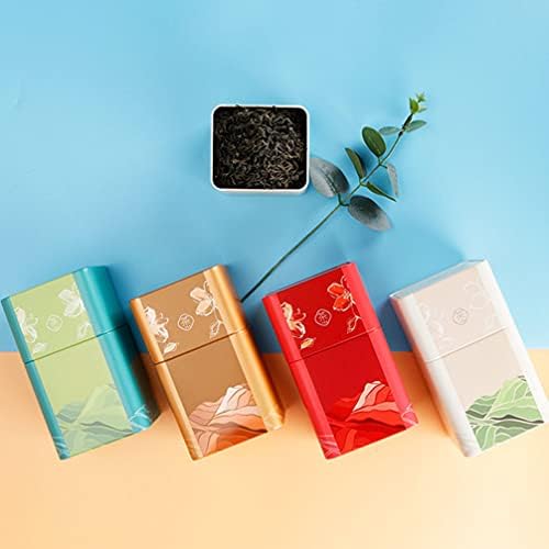 DOITOOL 4pcs Tea Tin Canister with Airtight Lids for Loose Tea and Tea Bags Small Kitchen Canisters for Tea Coffee Sugar Storage Loose Leaf Tea Tin Containers