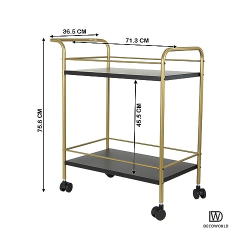 Image of DECOWORLD|| Premium Metal Kitchen Serving Trolley with Wheels|| Barcart Trolley, Serving Trolley, Utility Cart with Wheels for Kitchen, Dining Room, bar or Living Room