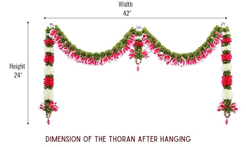 Image of Daedal crafters Champa Door Set Toran for Main Door Entrance, Reusable Thoran for Mandir & Living Room Decor, Bandarwal for Festival Decoration, Flower Hanging for Home Decor (42x18 inch)