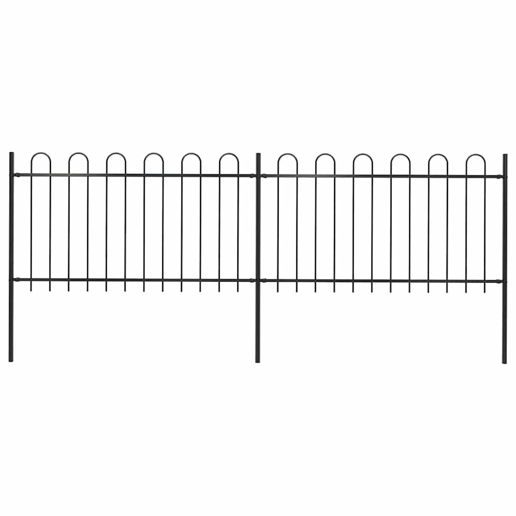 Gartenzaun aus pulverbeschichtetem Stahl, 3,4 Meter lang, 2 Zaunelemente, 3 Pfosten, modernes Bügel-Design, wetterfest und robust für Grundstück, Terrasse, Vorgarten, Sichtschutz