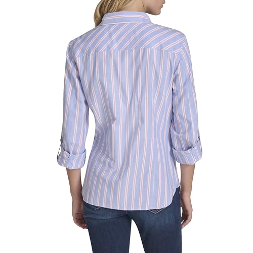 Image of Nautica Women's Button Front Long Sleeve Roll Tab Shirt