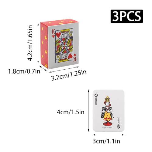 Mini naipes de póker 3 unidades 1.7 pulg miniatura 2