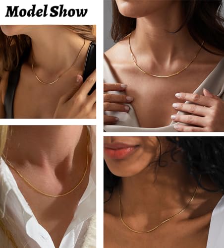 image for Freekiss Gold Necklace for Women: Simple Minimalist Necklace 14K Gold 