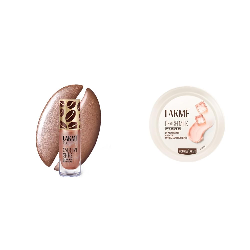 Lakme 9 to 5 Overtime Shine Nail Polish - Coffee Edit-12 Toffee Crunch 6ml Lakmē Peach Milk Icy Sorbet Gel: First Ever Cooling Face Moisturizer with 2% Pro-Ceramides, Peptides-picture-19
