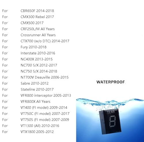 MOQIAOSEIKO Motorrad Ganganzeige Speed Gear Digitalanzeige Kompatibel mit Honda NC700 XL CTX700 CB1100 VT400 CB400SF CBR650F CB650F Motorrad 1-6 Ebene Ecu Plug montieren Geschwindigkeit