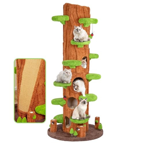 Image of 90.5-Inch Luxury Cat Tree for Large Cats, Heavy-Duty Multi-Level Cat Tower with 6 Condos, Washable Cushions and Sisal Scratching Posts for Multi-Cat Homes