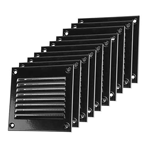 Vent Systems 4'' X 4'' Inch Pack Of 10 Black Air Vent Cover Metal Air Return Grill With Built In Pest Guard Screen Hvac Vent Cover For Home Improvement Vent Duct Cover 100X100 Mm #TOP13