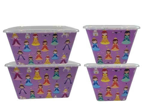 Image of SIMPLYKLEEN Storage Totes with Lids - Made in USA 14.5-Gallon (58-Quart) 4-Pack Storage Bins with Lids Plastic Storage Containers Large Storage Boxes for Organizer Princess /Clear Lid