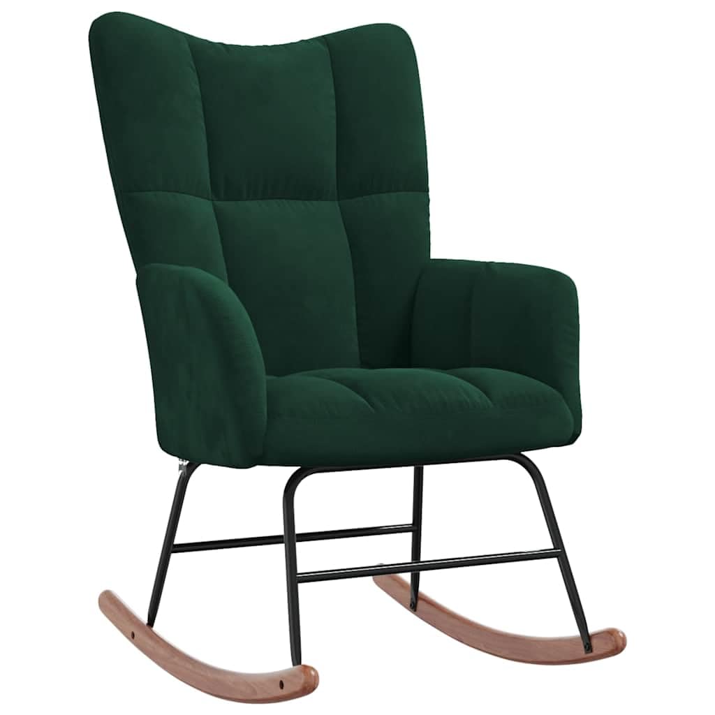 vidaXL Silla Mecedora de Terciopelo Verde Oscuro