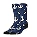 CWECVWE Boy's Dress Decor Socks Sport Baseball Compression Socks Travel Fashion Decor Navy Nautical Anchor