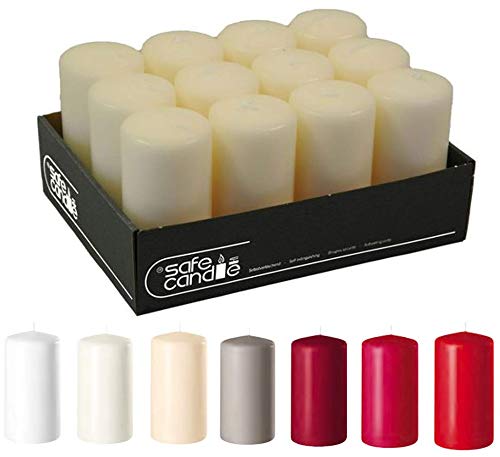 Bougies piliers blanc laine lot de 12 pour l'Avent, H12 cm x D6 cm