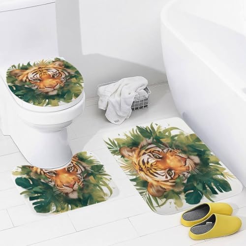 Alfombras de baño Tiger: juego de 3 piezas suaves de microfibra 3