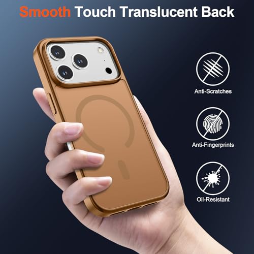 Image of SUPFINE Magnetic for iPhone 17 Pro Case (Compatible with MagSafe)(Military Grade Drop Protection) Translucent Matte Shockproof with Anti-Fingerprint Phone Cover 2025,Brown