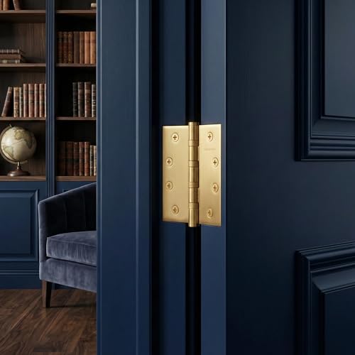 Brushed Gold 4 inch x 4 inch Stainless Steel Door Hinges,Heavy Duty Interior/Exterior Door Hinge,Rust-Proof,304 SS Ball Bearings,Non-Removable Pin (NRP),4" (101mm) x 4" (101mm),SquareCorner,2 Pack by KSDCMRS - Used condition - Image 7