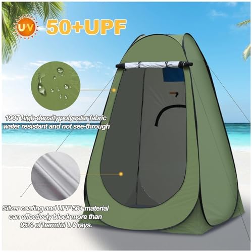 Kamp Giyinme Duş Çadırı, Kolay Kurulumlu, Güneş Işığına Dayanıklı Giyinme Kabini, Su Geçirmez, 190 Cm Yükseklik, Taşıma Çantalı, Seyahat Kamp Doğa İçin Portatif Duş Tuvalet Giyinme Kabini - Görsel 2